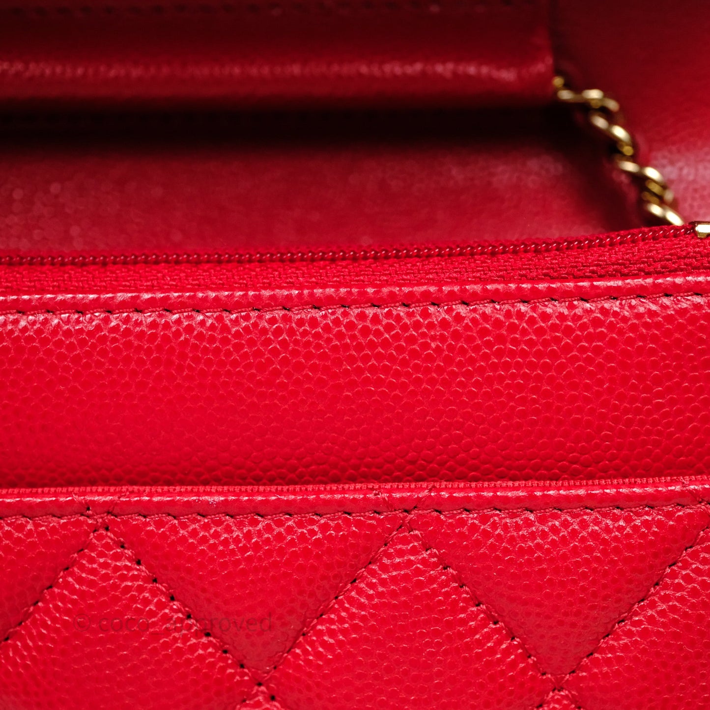 Chanel Quilted Classic Wallet on Chain WOC Red Caviar Gold Hardware
