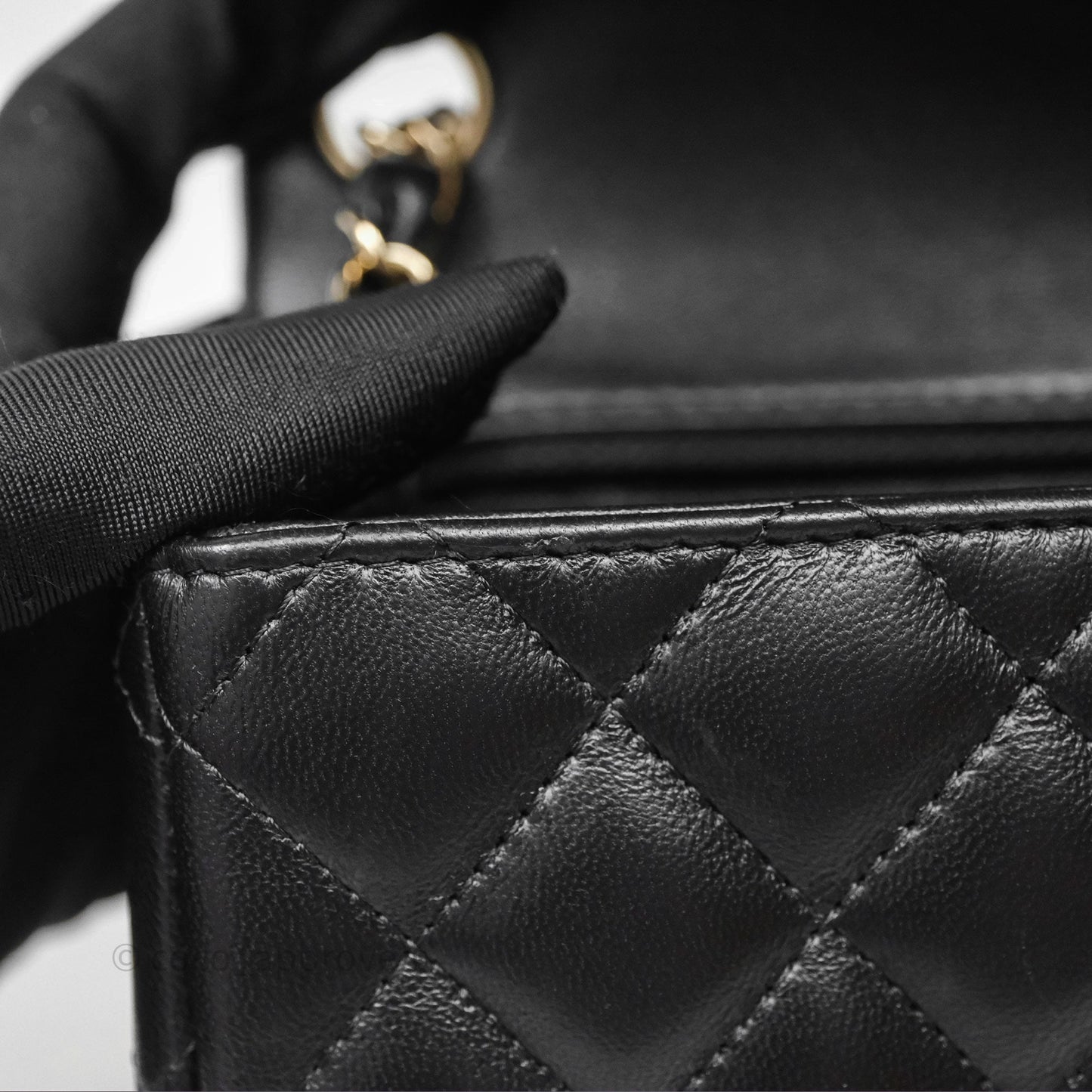 Chanel Mini Square Black Lambskin Gold Hardware