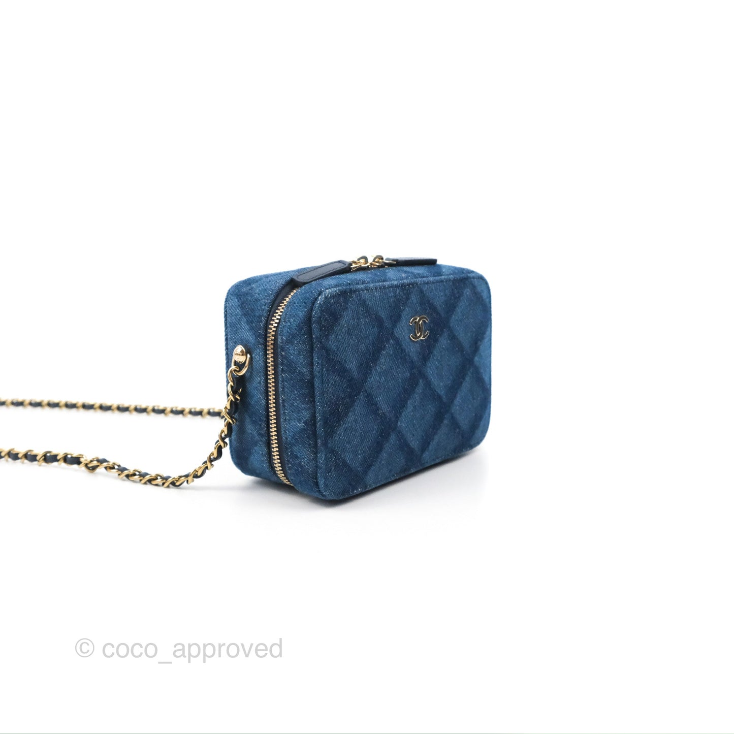 Chanel Quilted Camera Bag Denim Gold Hardware