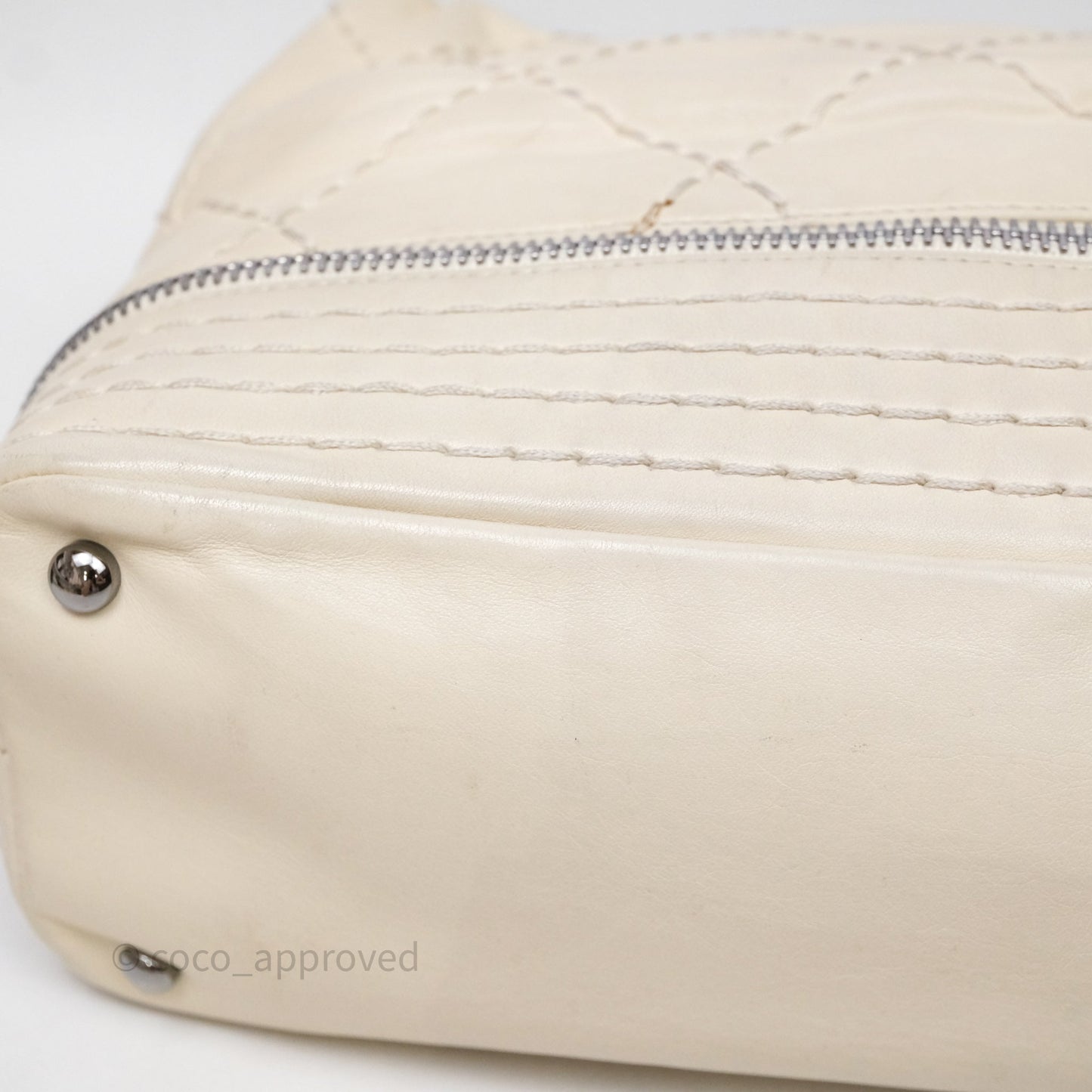 Chanel Expandable Ligne Flap Bag Ivory White Silver Hardware