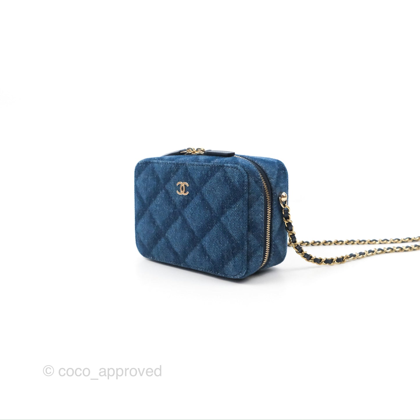 Chanel Quilted Camera Bag Denim Gold Hardware
