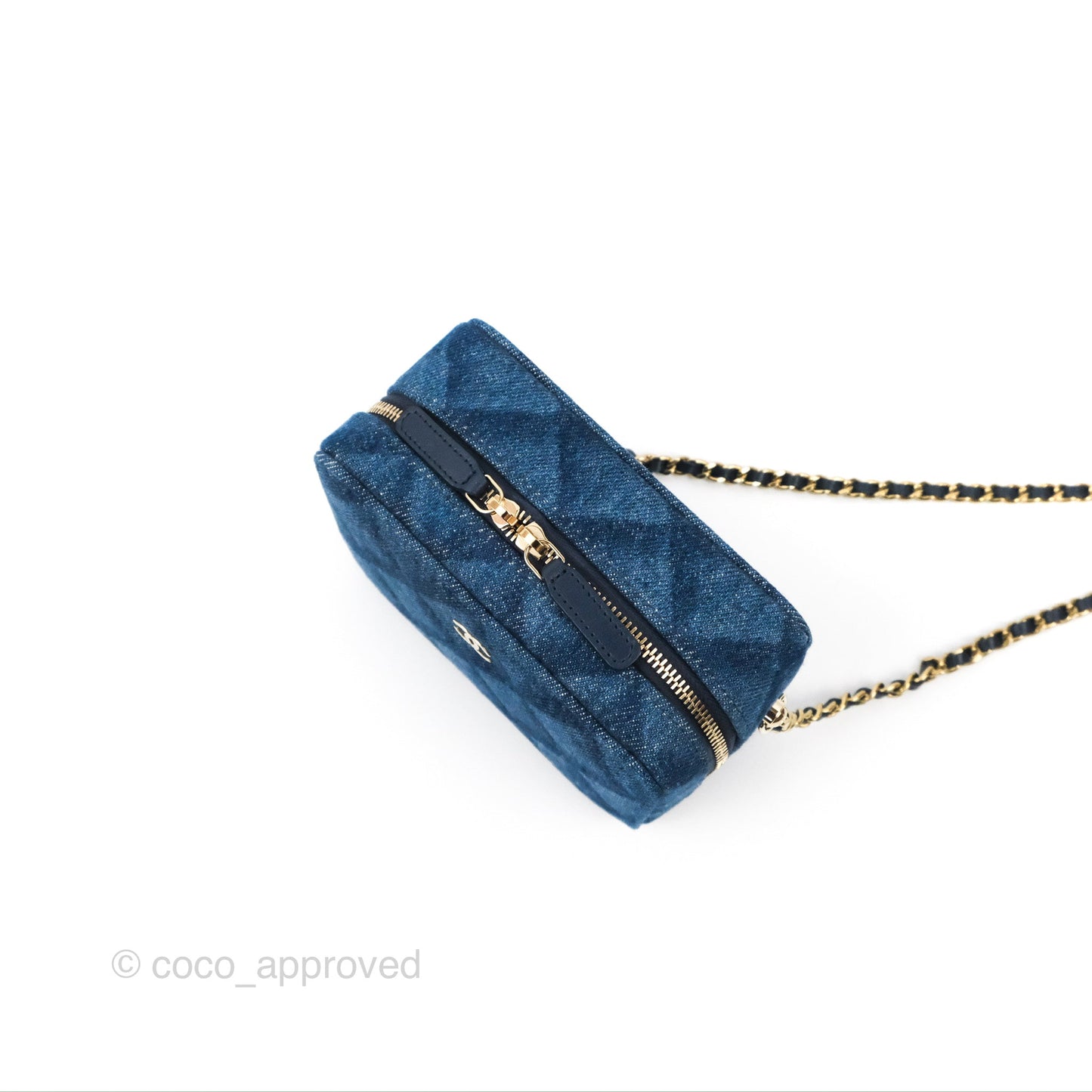 Chanel Quilted Camera Bag Denim Gold Hardware