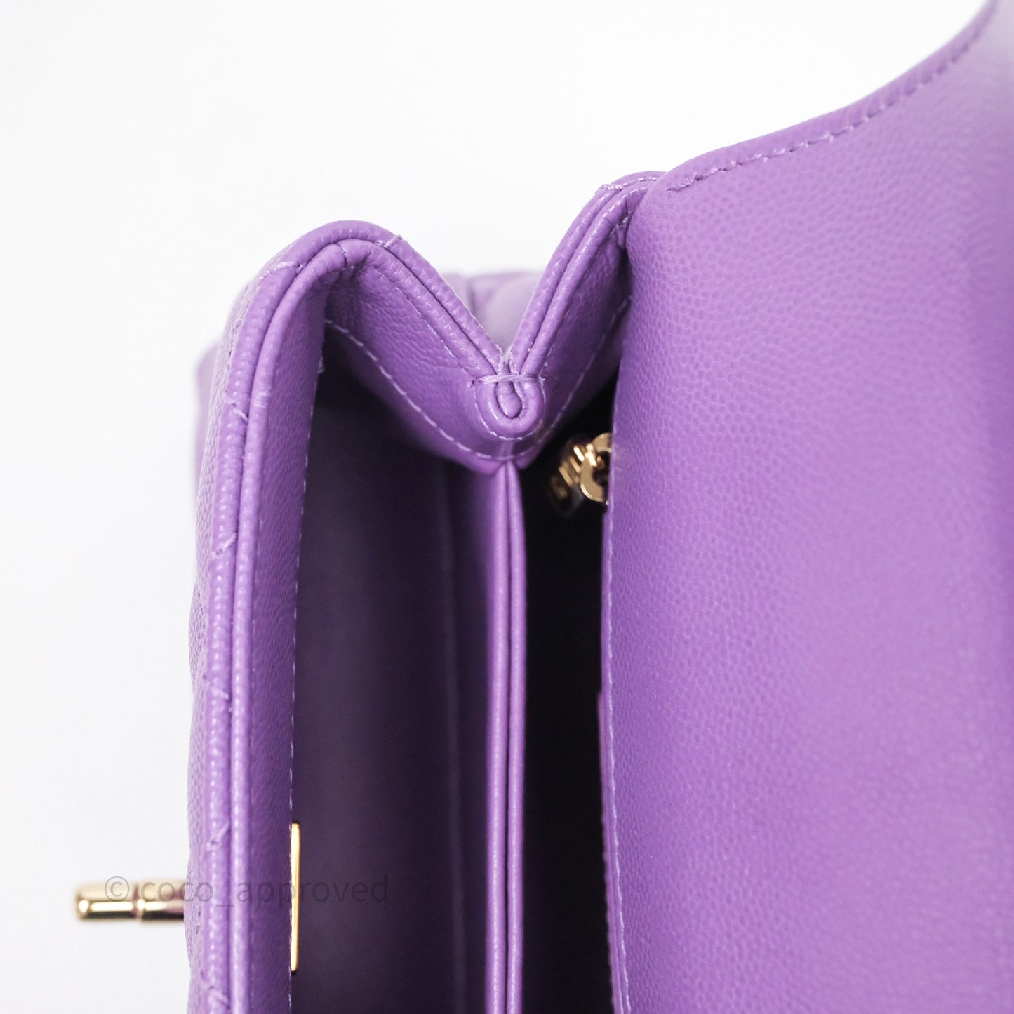 Chanel Mini Coco Handle Quilted Purple Caviar Gold Hardware