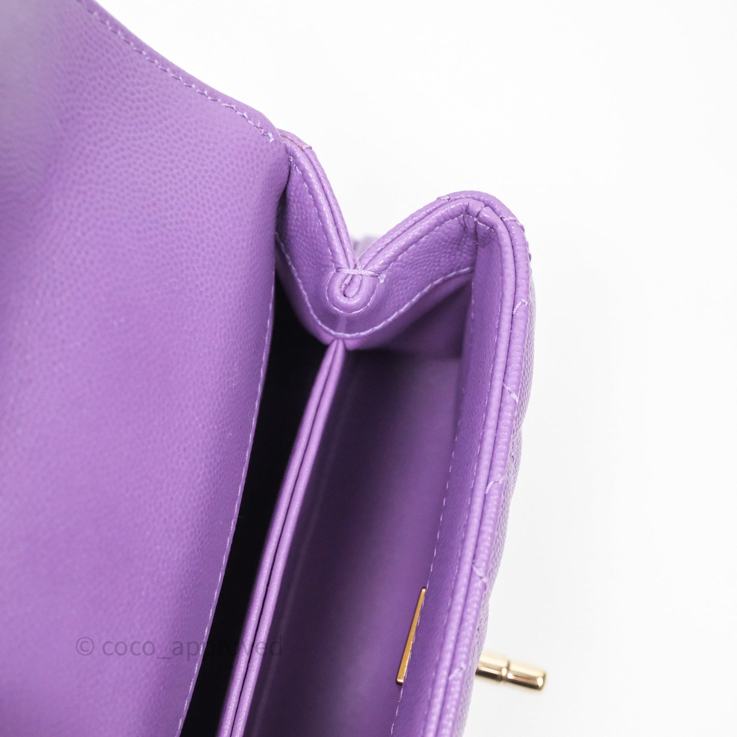 Chanel Mini Coco Handle Quilted Purple Caviar Gold Hardware