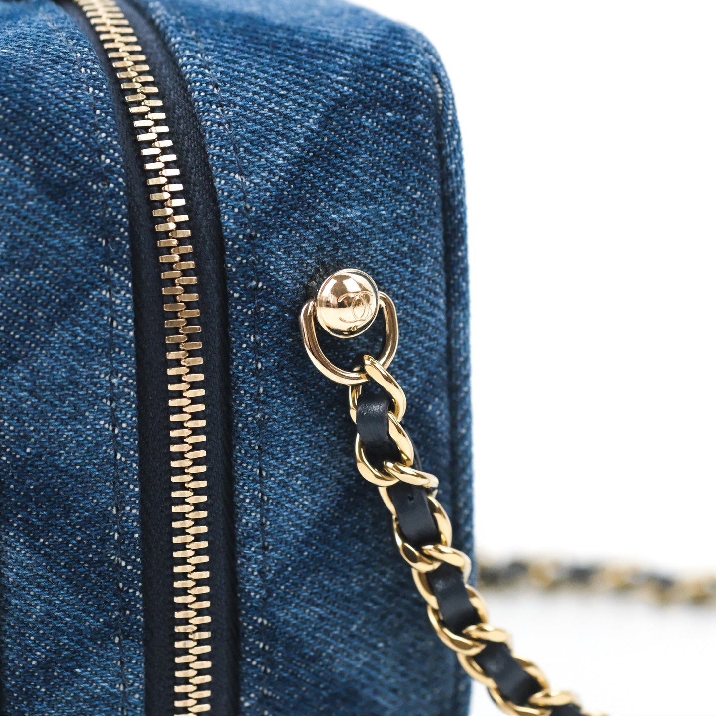 Chanel Quilted Camera Bag Denim Gold Hardware