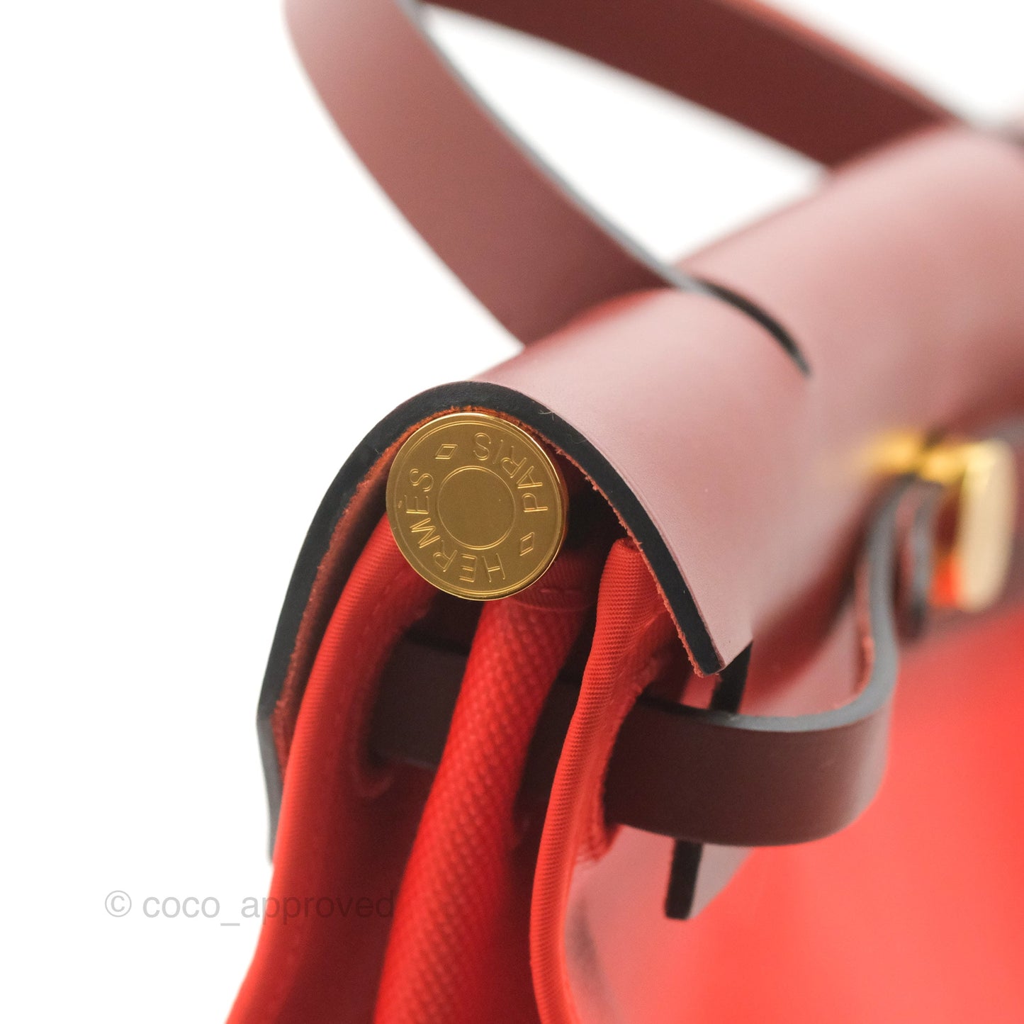 Hermès Herbag Zip 31 Toile H Berline Orange Meca/Rouge H Gold Hardware