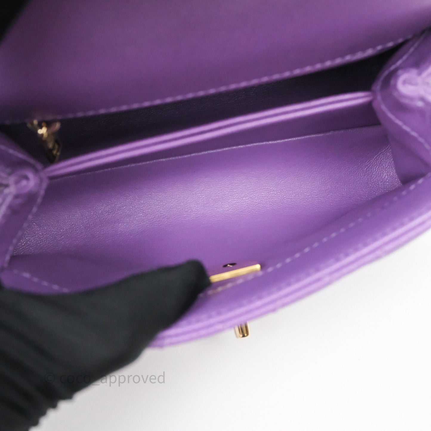 Chanel Mini Coco Handle Quilted Purple Caviar Gold Hardware