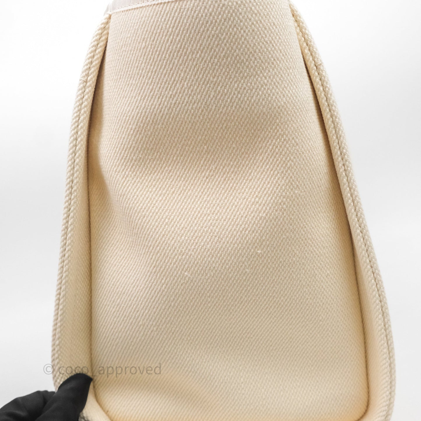 Chanel Large Deauville Light Beige Canvas Imitation Pearl