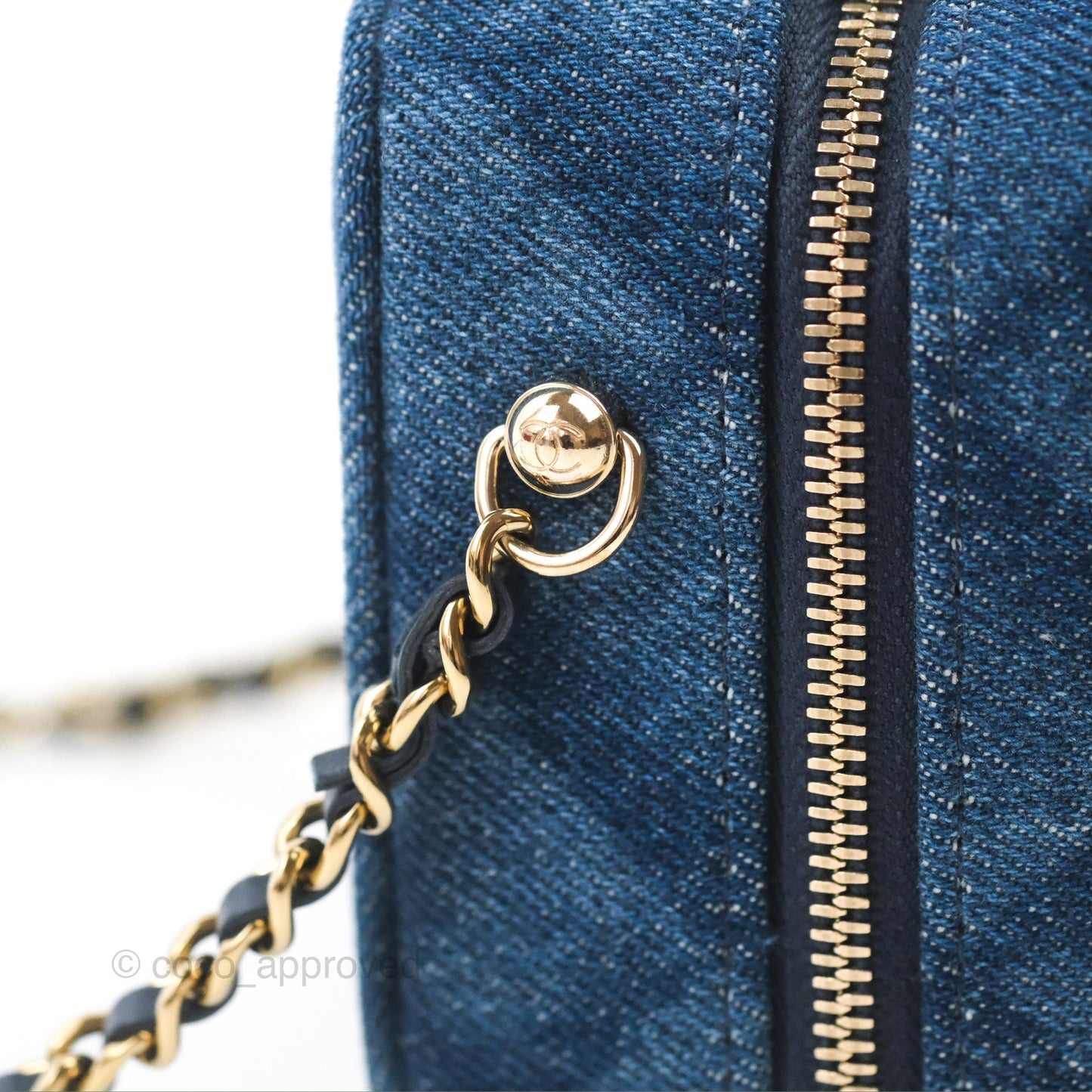 Chanel Quilted Camera Bag Denim Gold Hardware