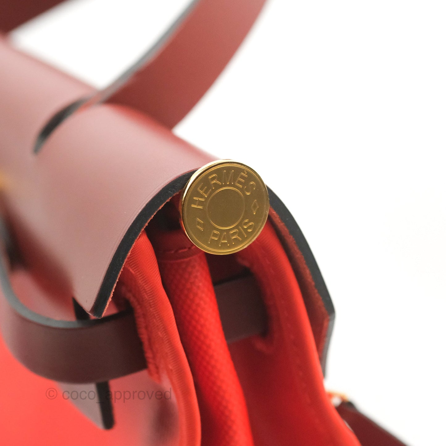 Hermès Herbag Zip 31 Toile H Berline Orange Meca/Rouge H Gold Hardware