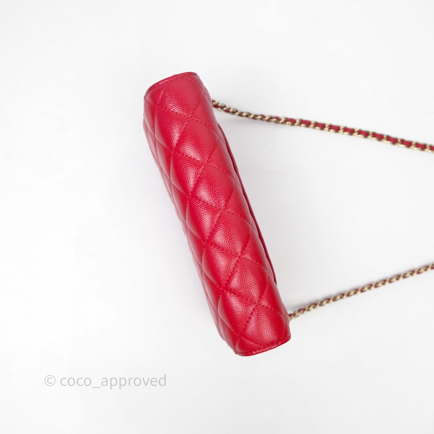 Chanel Quilted Classic Wallet on Chain WOC Red Caviar Gold Hardware