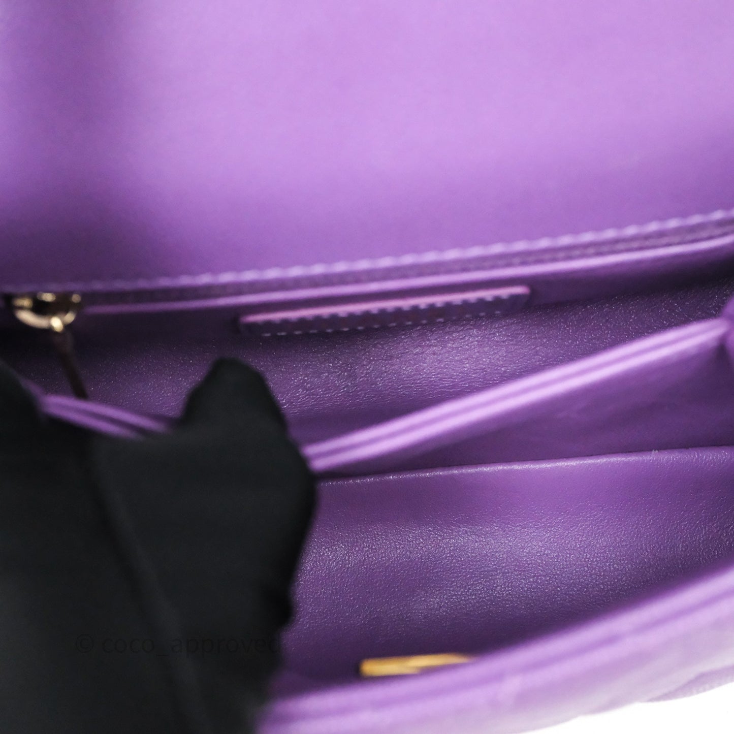 Chanel Mini Coco Handle Quilted Purple Caviar Gold Hardware
