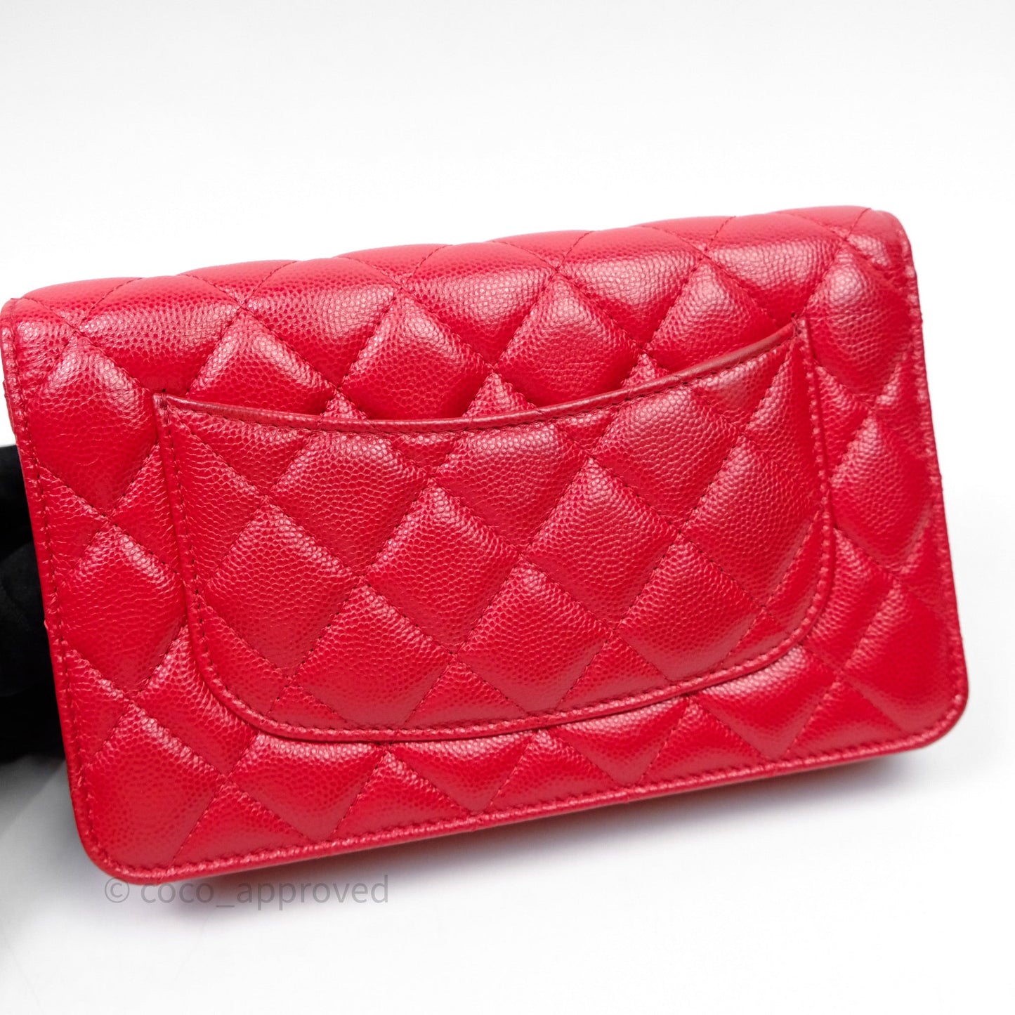 Chanel Quilted Classic Wallet on Chain WOC Red Caviar Gold Hardware