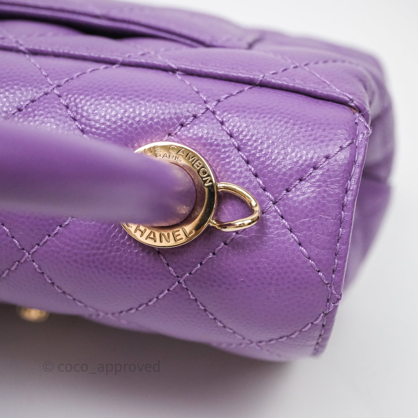 Chanel Mini Coco Handle Quilted Purple Caviar Gold Hardware
