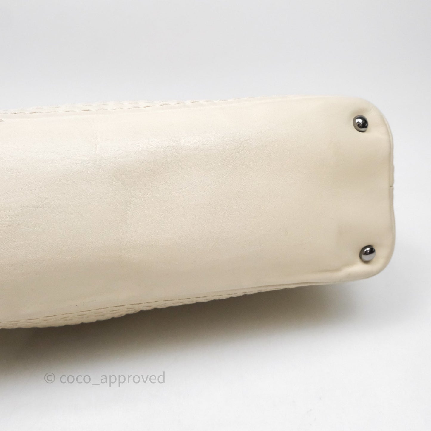 Chanel Expandable Ligne Flap Bag Ivory White Silver Hardware
