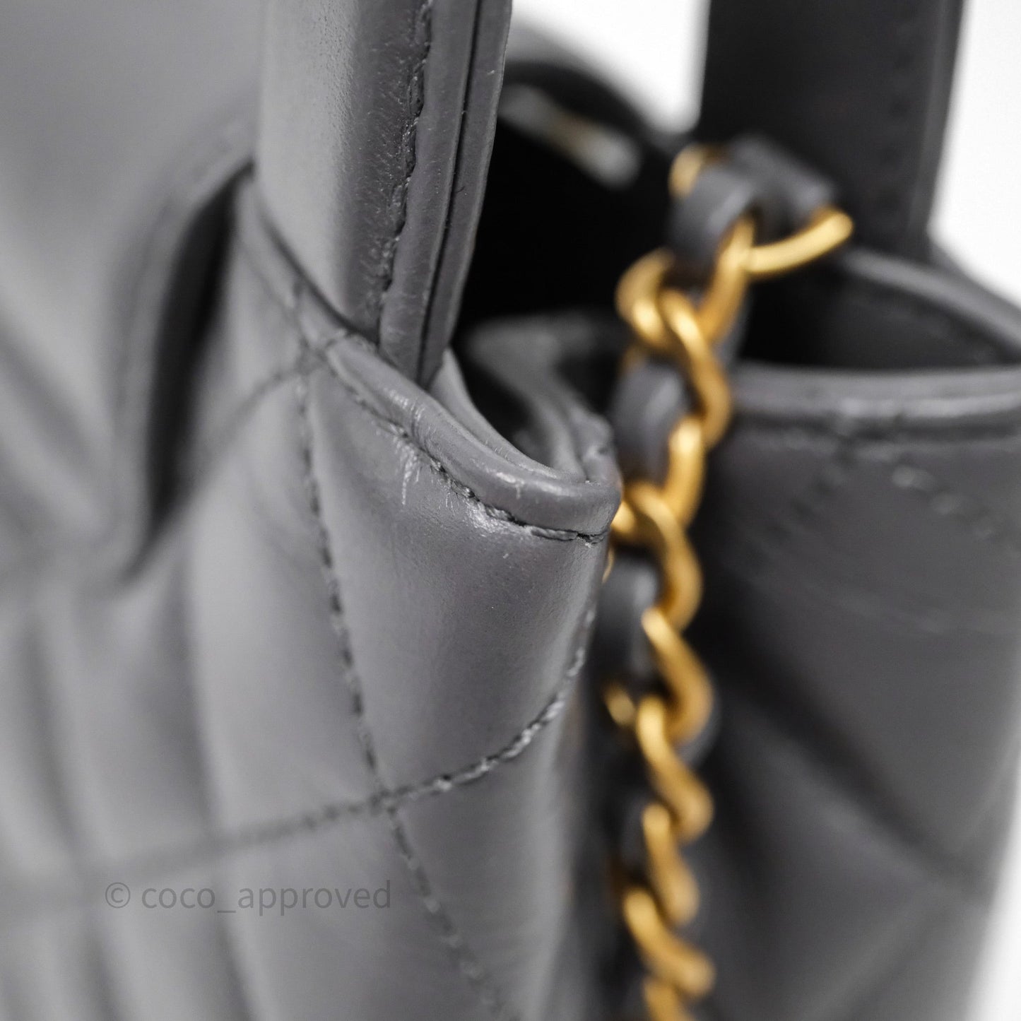 Chanel Kelly Bag Quilted Grey Shiny Crumpled Calfskin Aged Gold Hardware