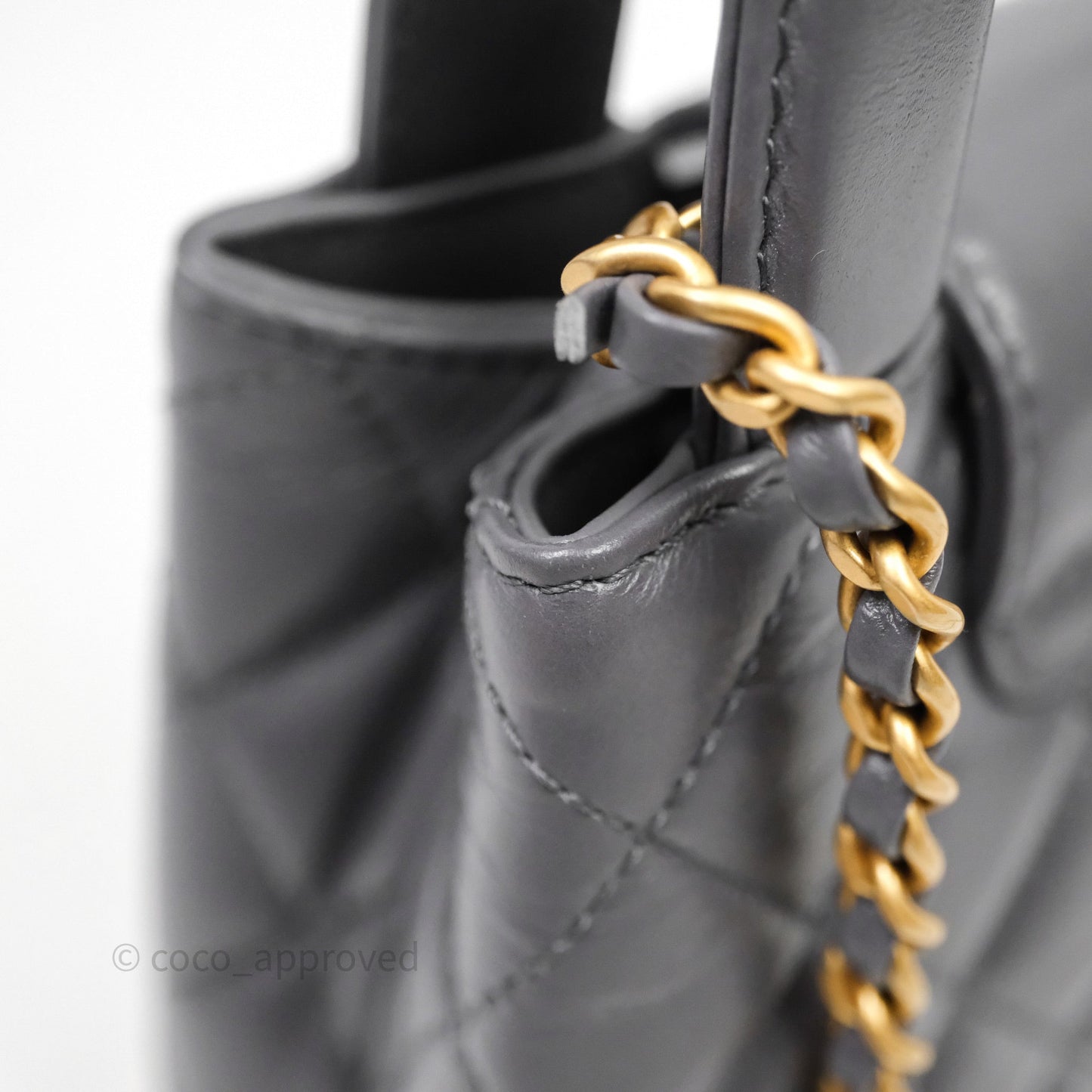 Chanel Kelly Bag Quilted Grey Shiny Crumpled Calfskin Aged Gold Hardware