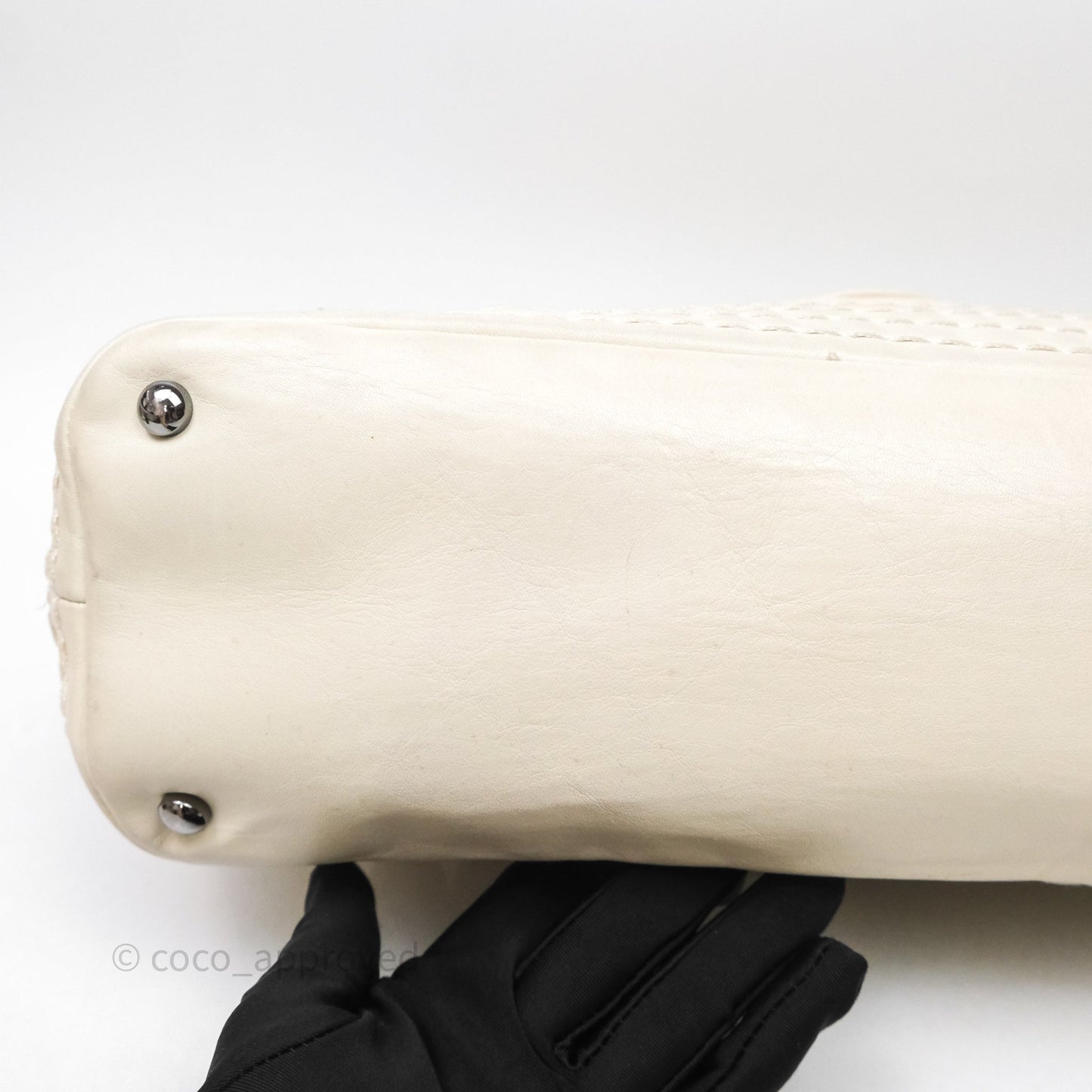 Chanel Expandable Ligne Flap Bag Ivory White Silver Hardware