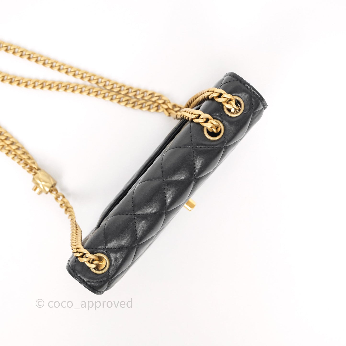 Chanel All Slide Wallet on Chain WOC Adjustable Chain Quilted Black Lambskin