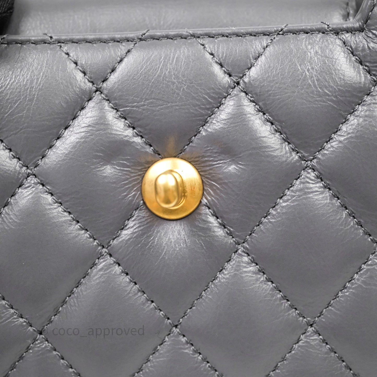 Chanel Kelly Bag Quilted Grey Shiny Crumpled Calfskin Aged Gold Hardware