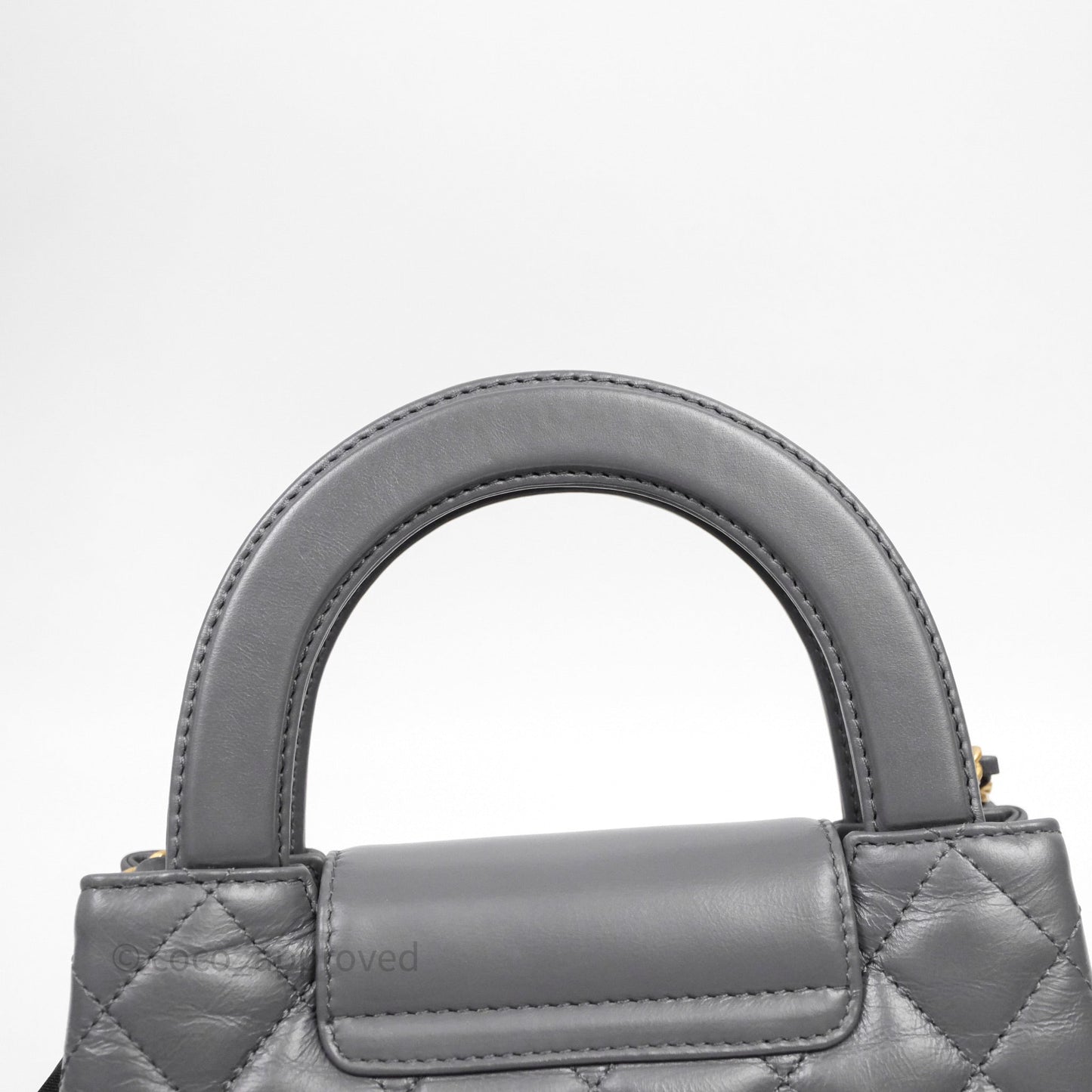 Chanel Kelly Bag Quilted Grey Shiny Crumpled Calfskin Aged Gold Hardware