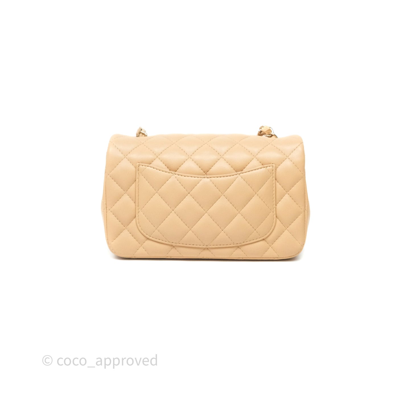 Chanel Mini Rectangular Quilted Beige Lambskin Gold Hardware