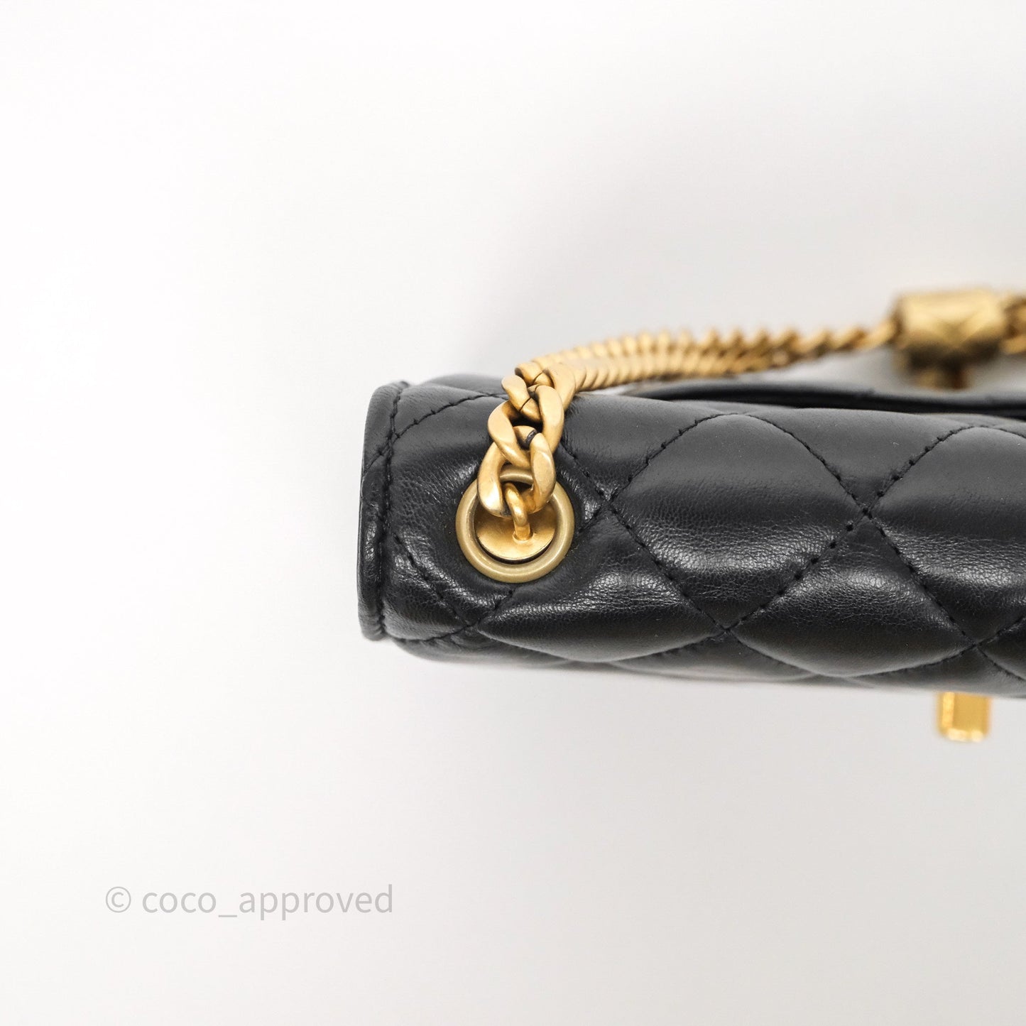 Chanel All Slide Wallet on Chain WOC Adjustable Chain Quilted Black Lambskin