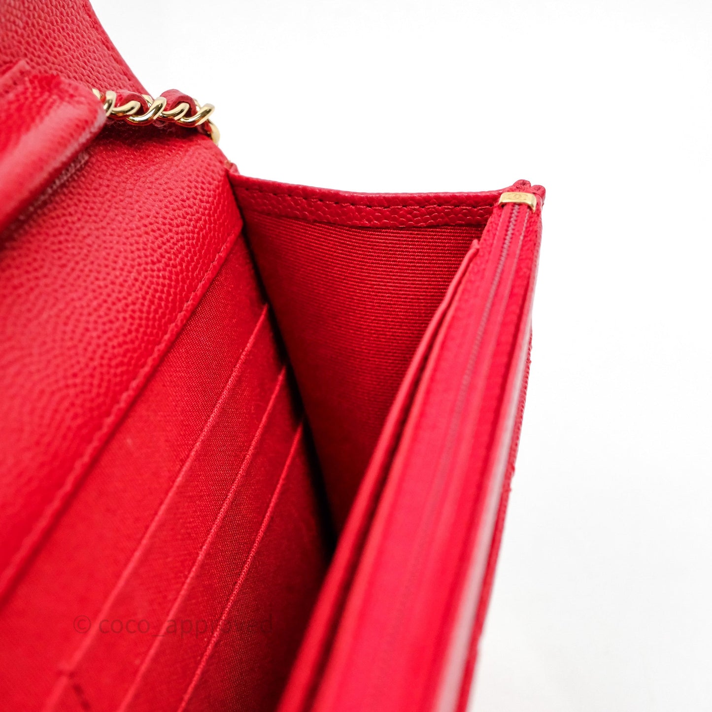 Chanel Quilted Classic Wallet on Chain WOC Red Caviar Gold Hardware