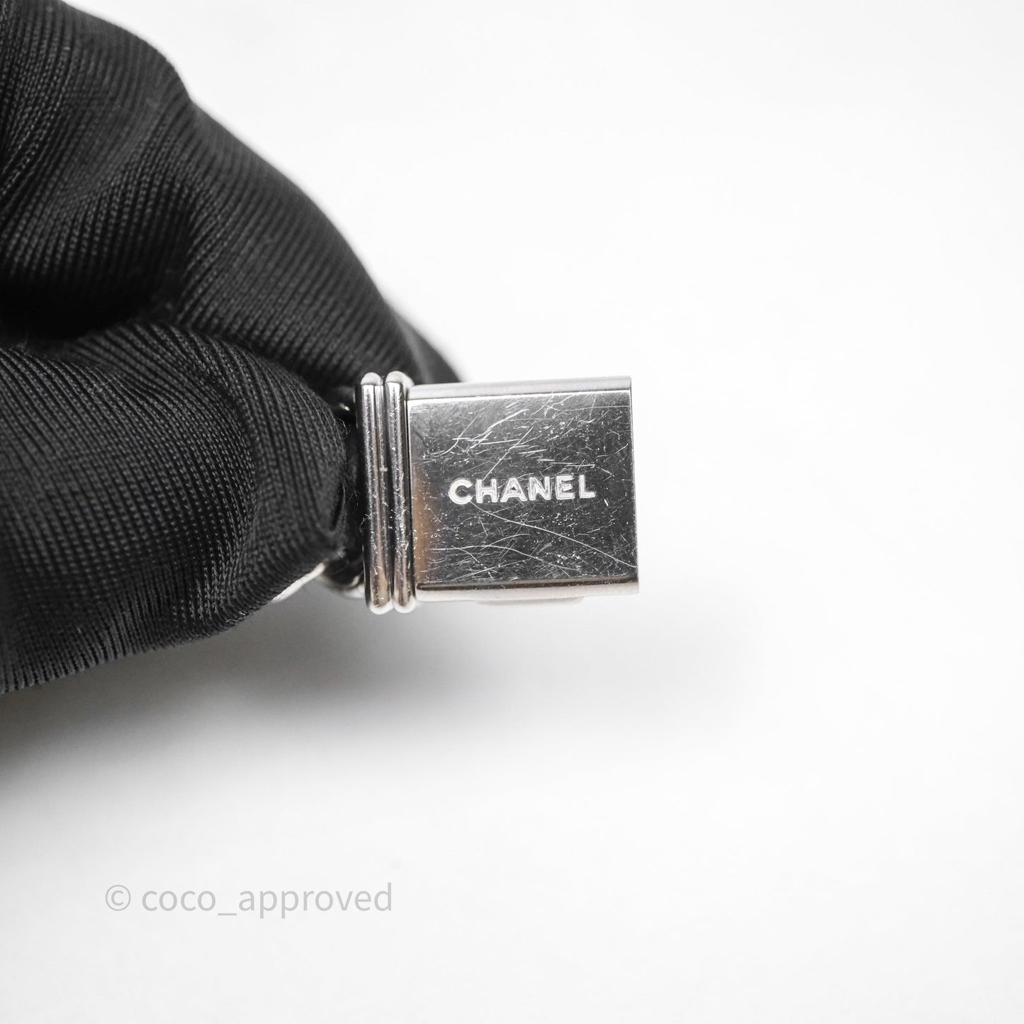 Chanel Vintage Première Watch Black Leather Silver Tone Size M