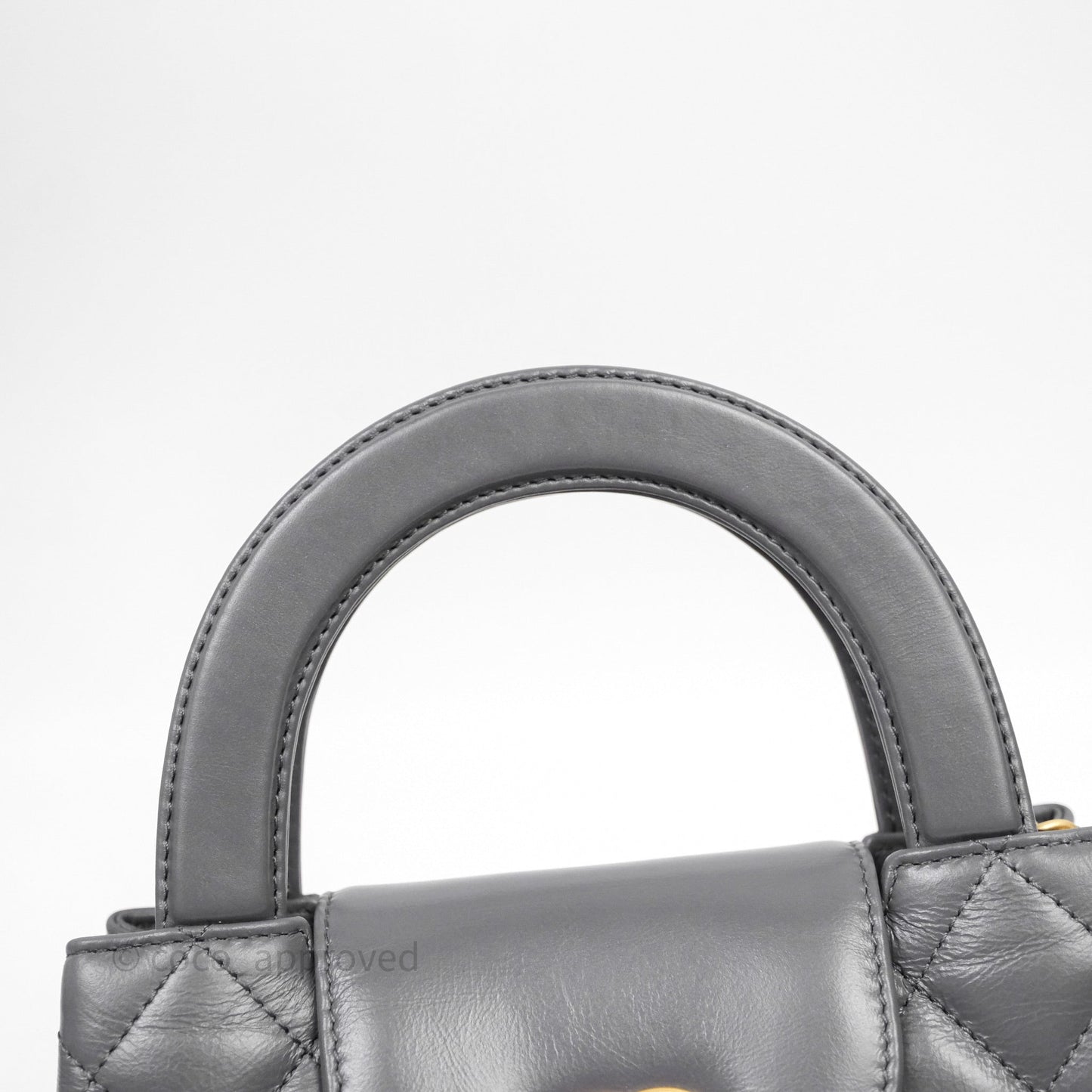 Chanel Kelly Bag Quilted Grey Shiny Crumpled Calfskin Aged Gold Hardware