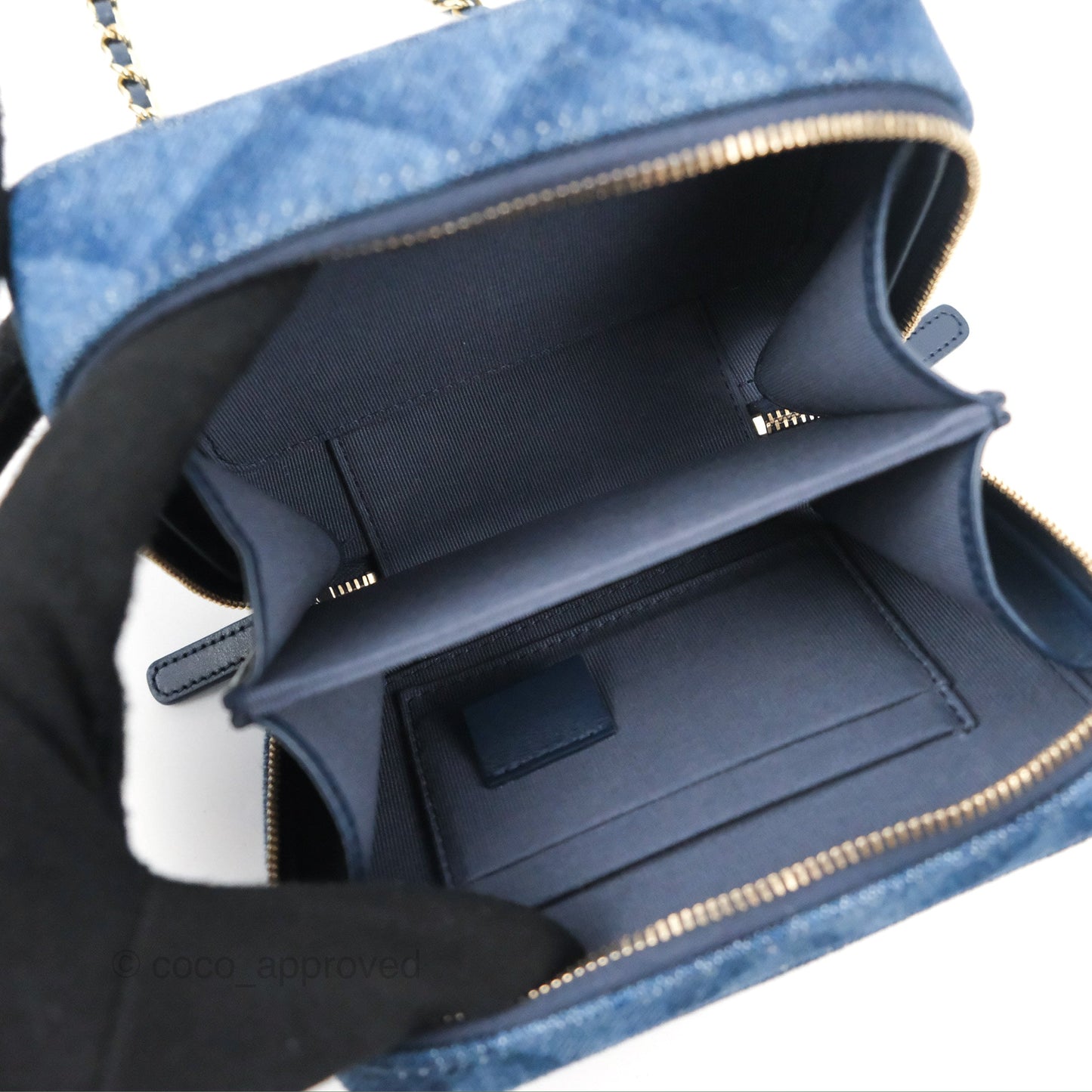 Chanel Quilted Camera Bag Denim Gold Hardware