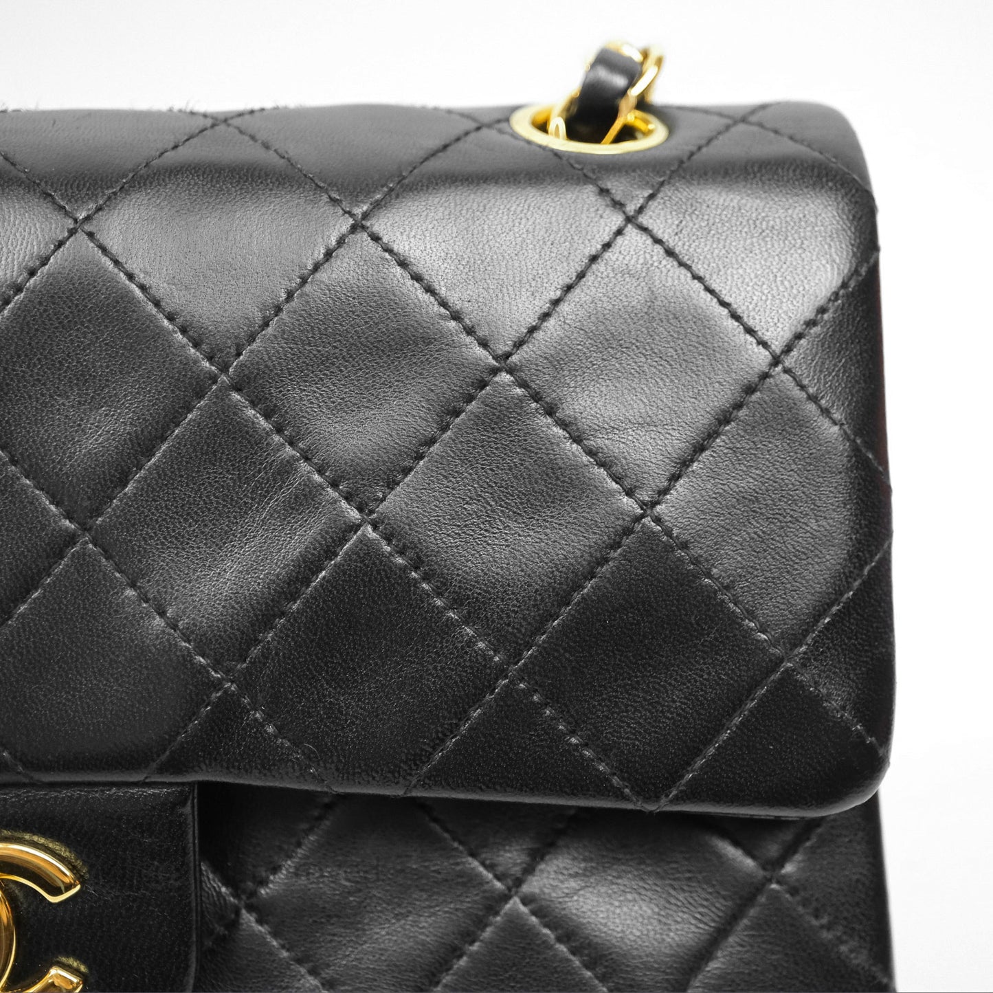 Chanel Vintage Lambskin Small Double Flap Bag Black Gold Hardware