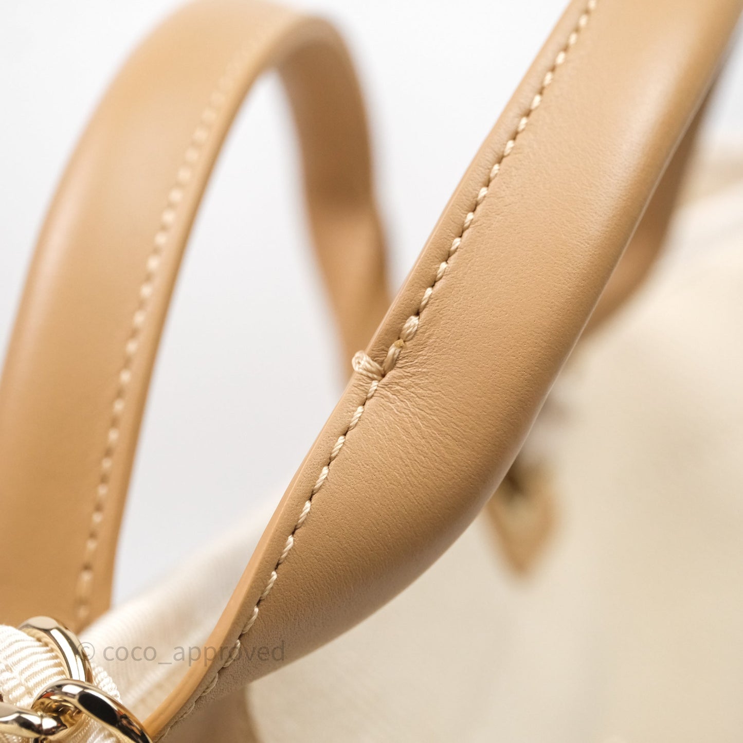 Chanel Large Deauville Light Beige Canvas Imitation Pearl