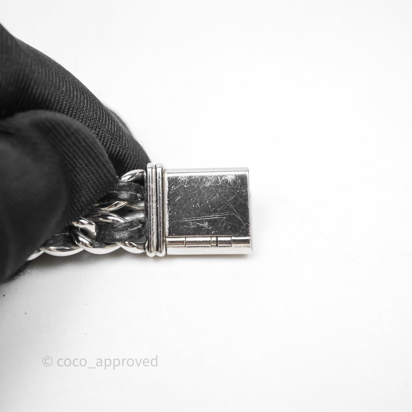 Chanel Vintage Première Watch Black Leather Silver Tone Size M