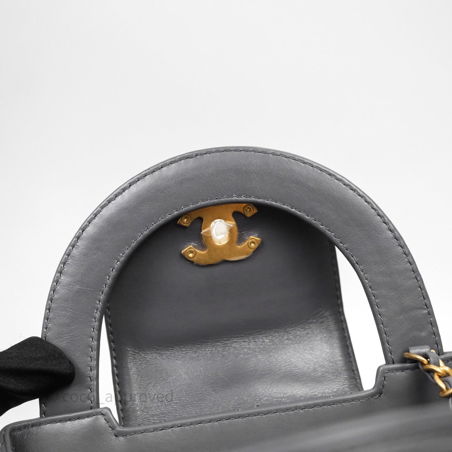 Chanel Kelly Bag Quilted Grey Shiny Crumpled Calfskin Aged Gold Hardware