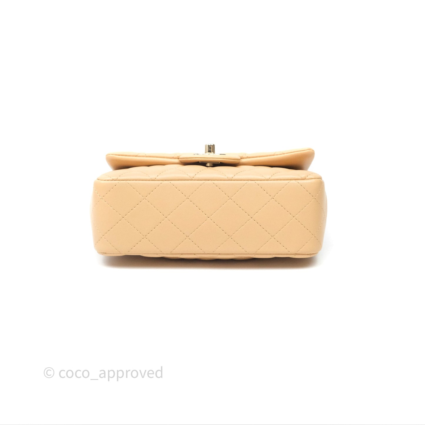 Chanel Mini Rectangular Quilted Beige Lambskin Gold Hardware