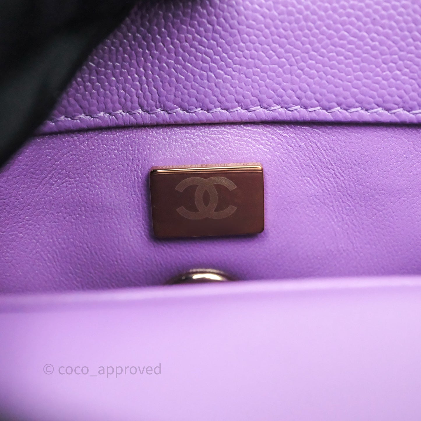 Chanel Mini Coco Handle Quilted Purple Caviar Gold Hardware
