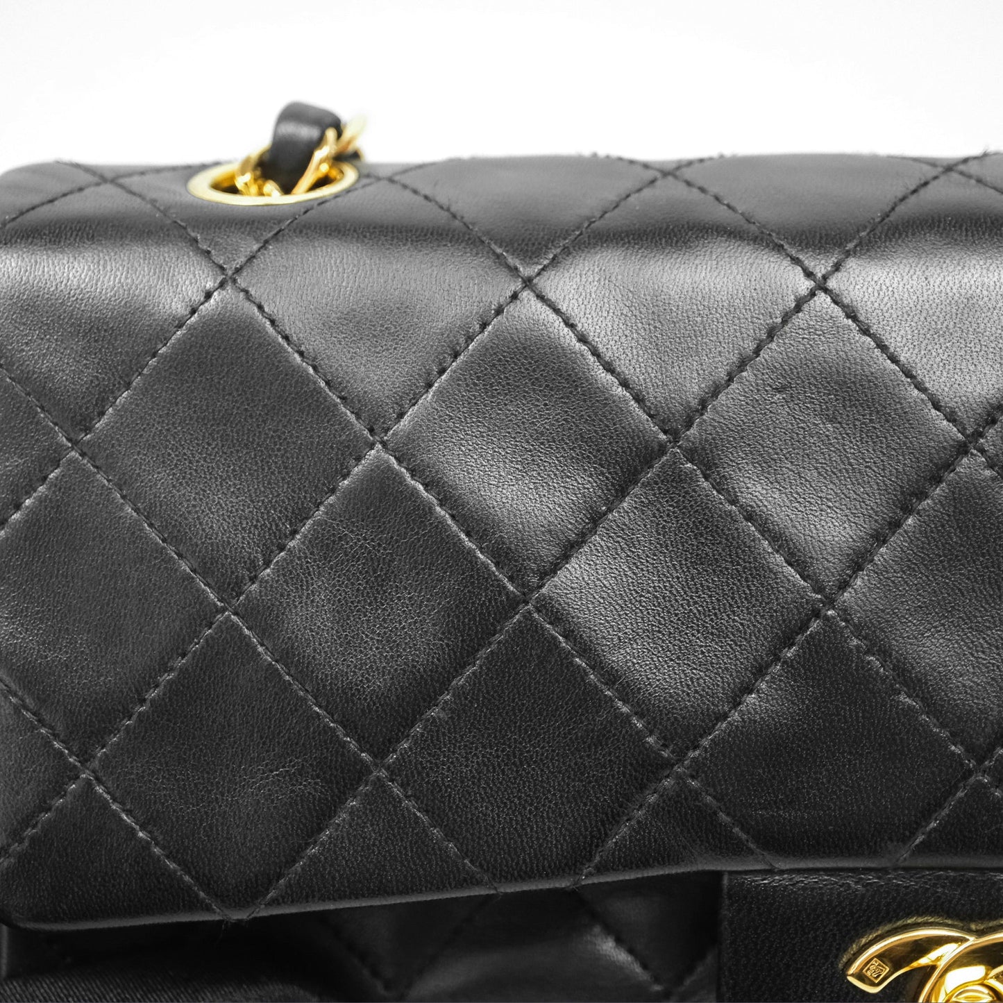 Chanel Vintage Lambskin Small Double Flap Bag Black Gold Hardware