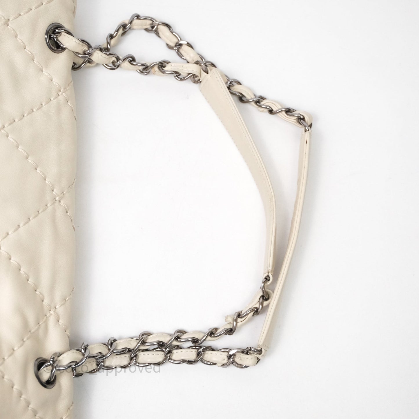 Chanel Expandable Ligne Flap Bag Ivory White Silver Hardware