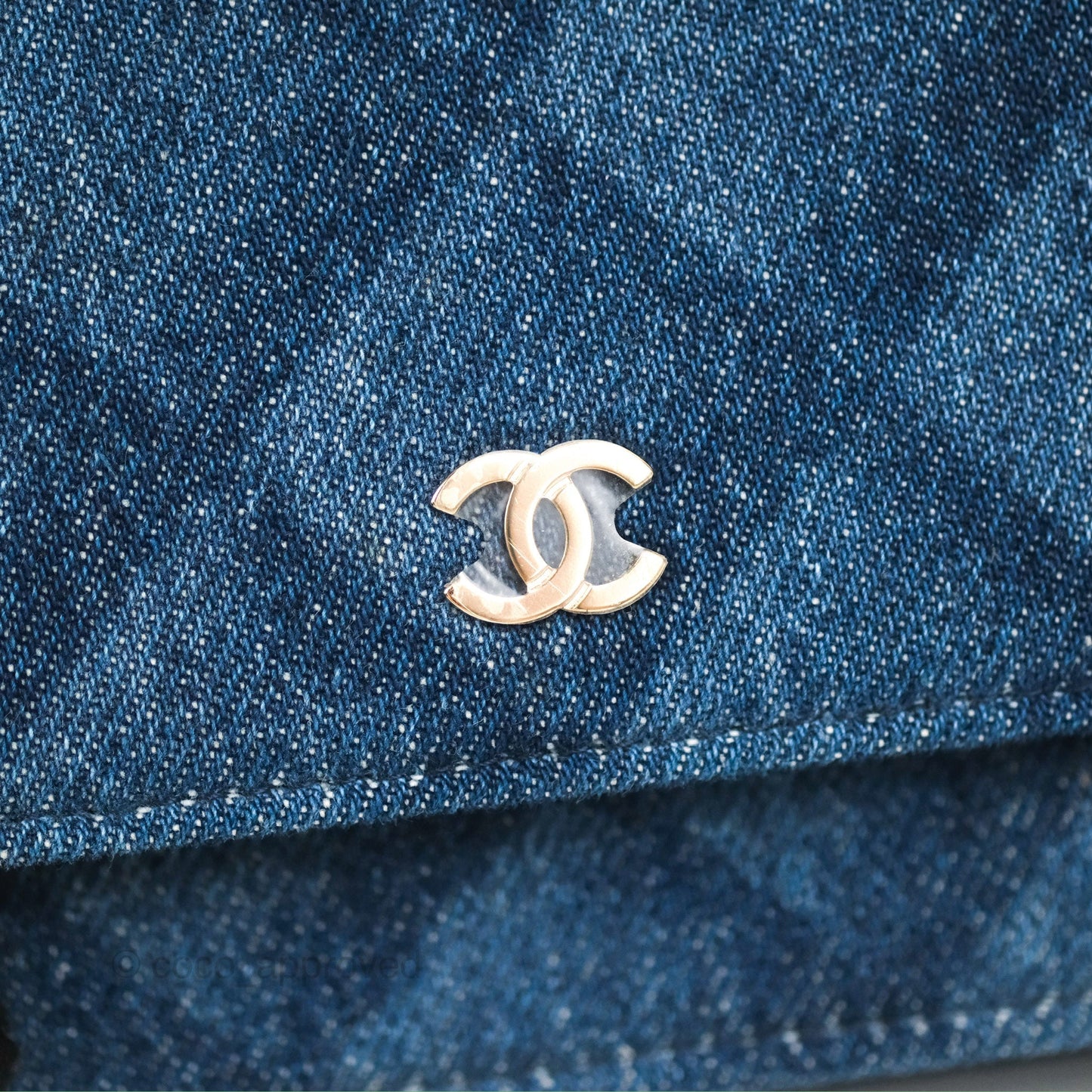 Chanel Quilted Classic Wallet on Chain WOC Denim Gold Hardware