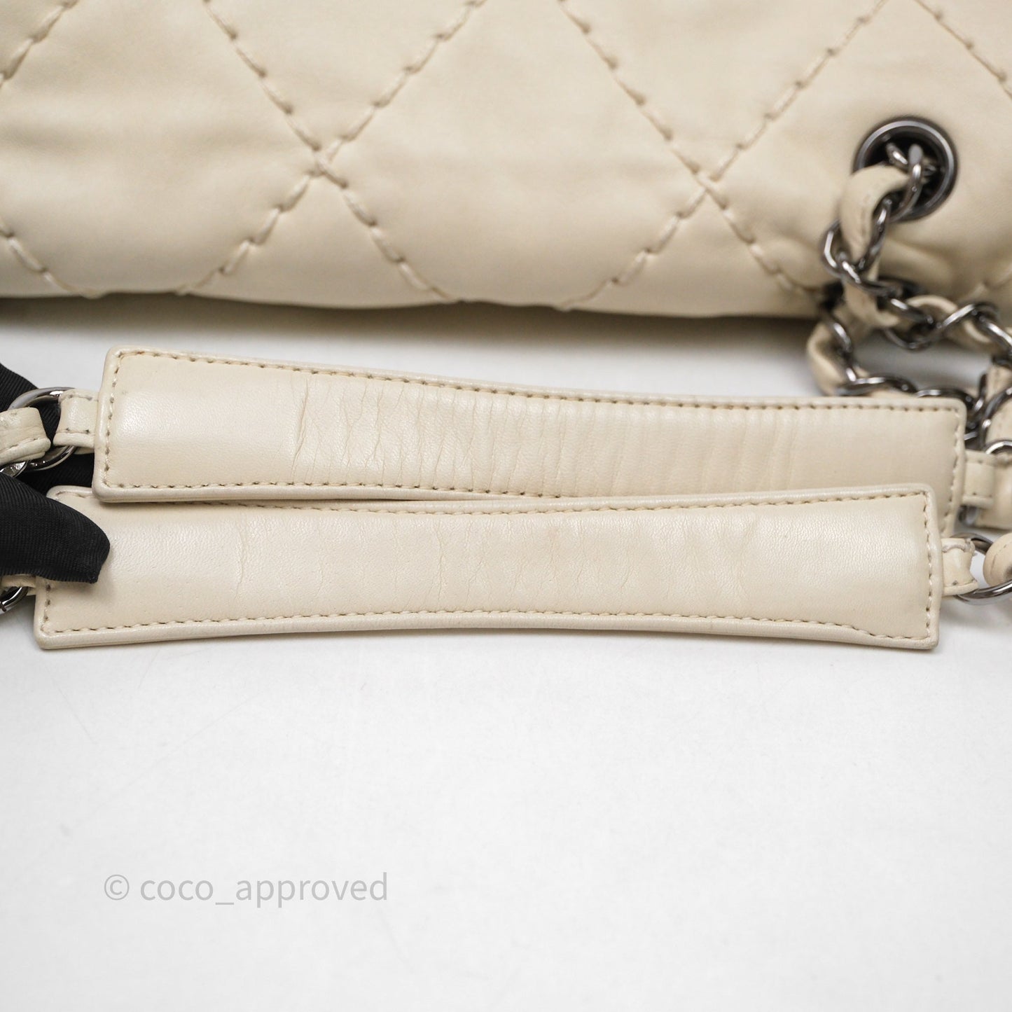 Chanel Expandable Ligne Flap Bag Ivory White Silver Hardware