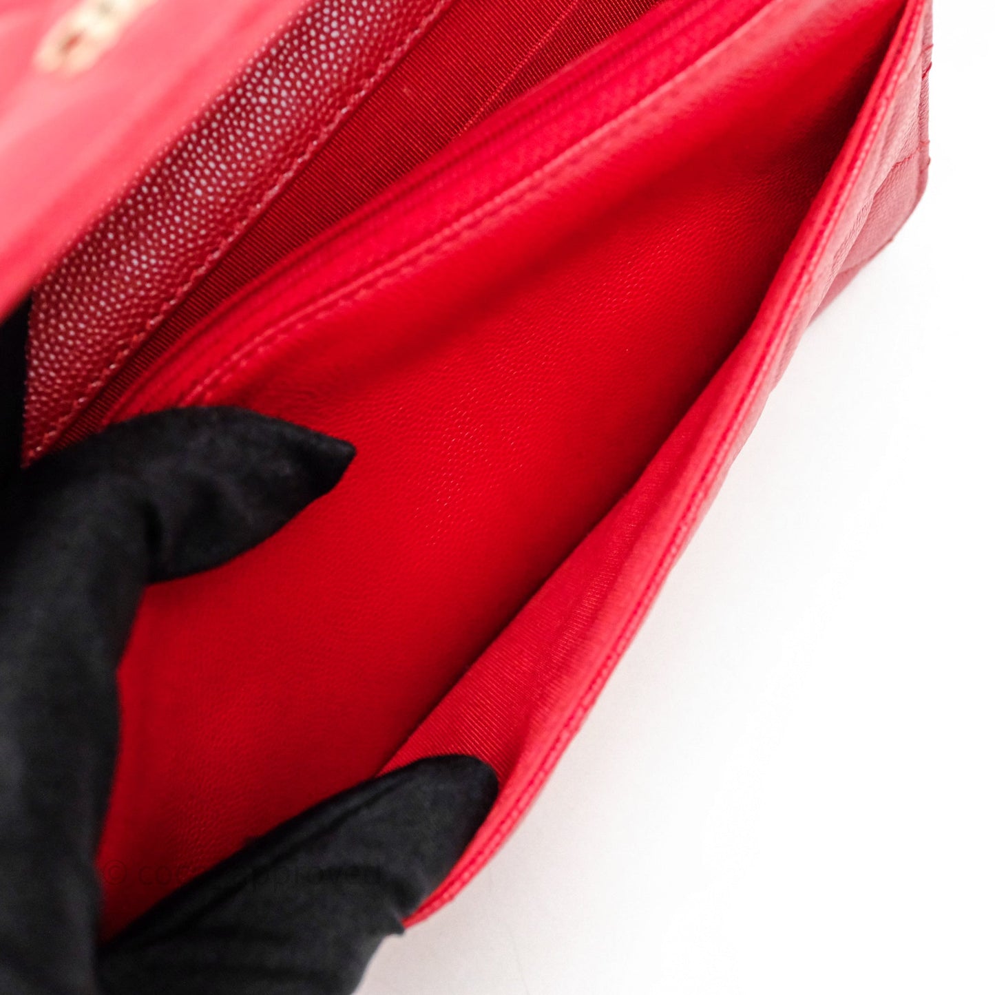 Chanel Quilted Classic Wallet on Chain WOC Red Caviar Gold Hardware