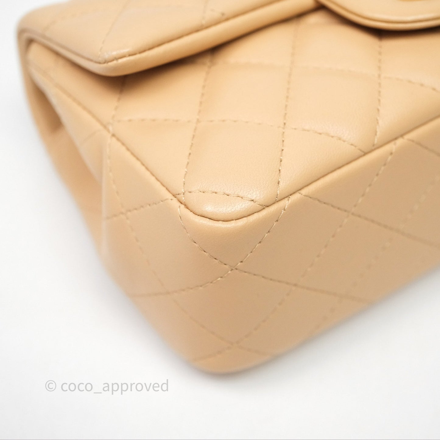 Chanel Mini Rectangular Quilted Beige Lambskin Gold Hardware