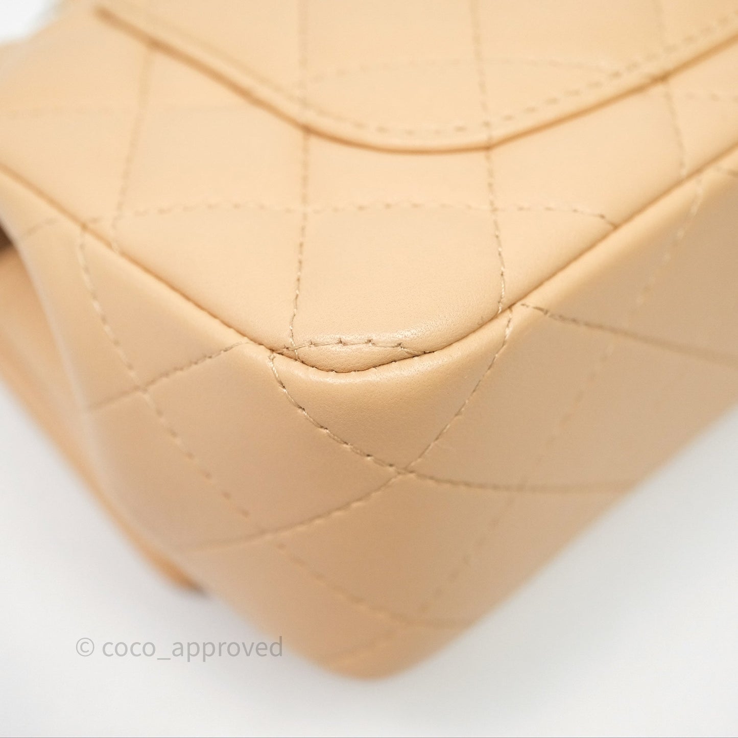 Chanel Mini Rectangular Quilted Beige Lambskin Gold Hardware