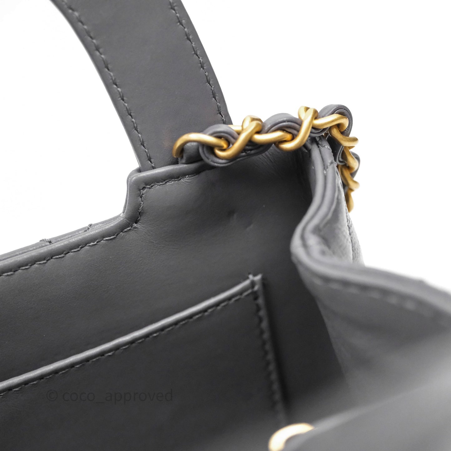 Chanel Kelly Bag Quilted Grey Shiny Crumpled Calfskin Aged Gold Hardware