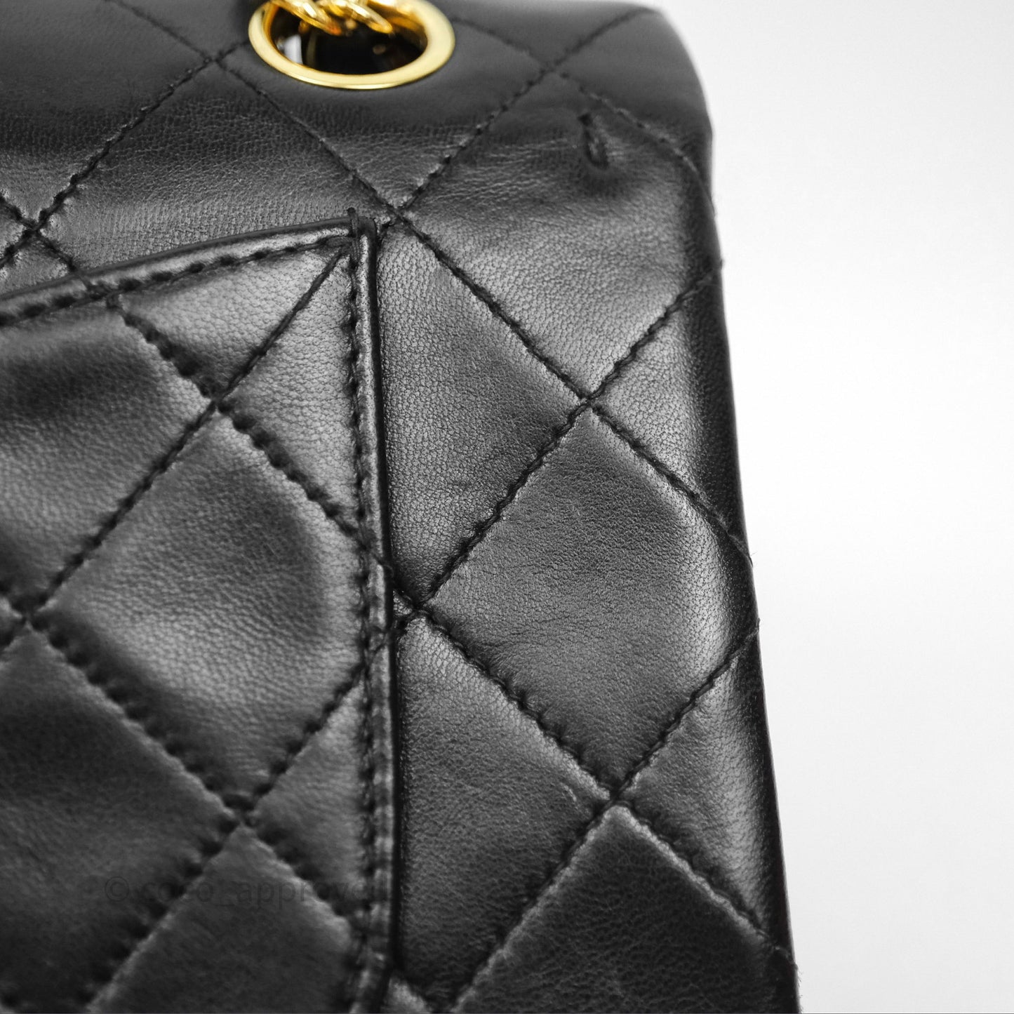 Chanel Vintage Lambskin Small Double Flap Bag Black Gold Hardware