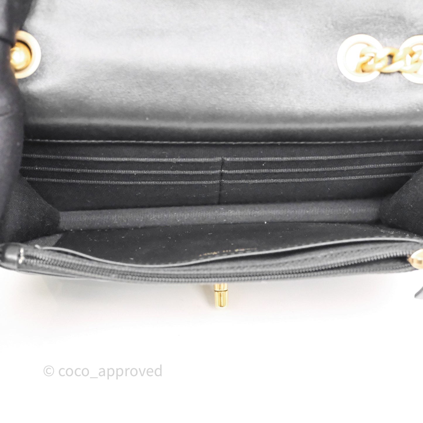 Chanel All Slide Wallet on Chain WOC Adjustable Chain Quilted Black Lambskin