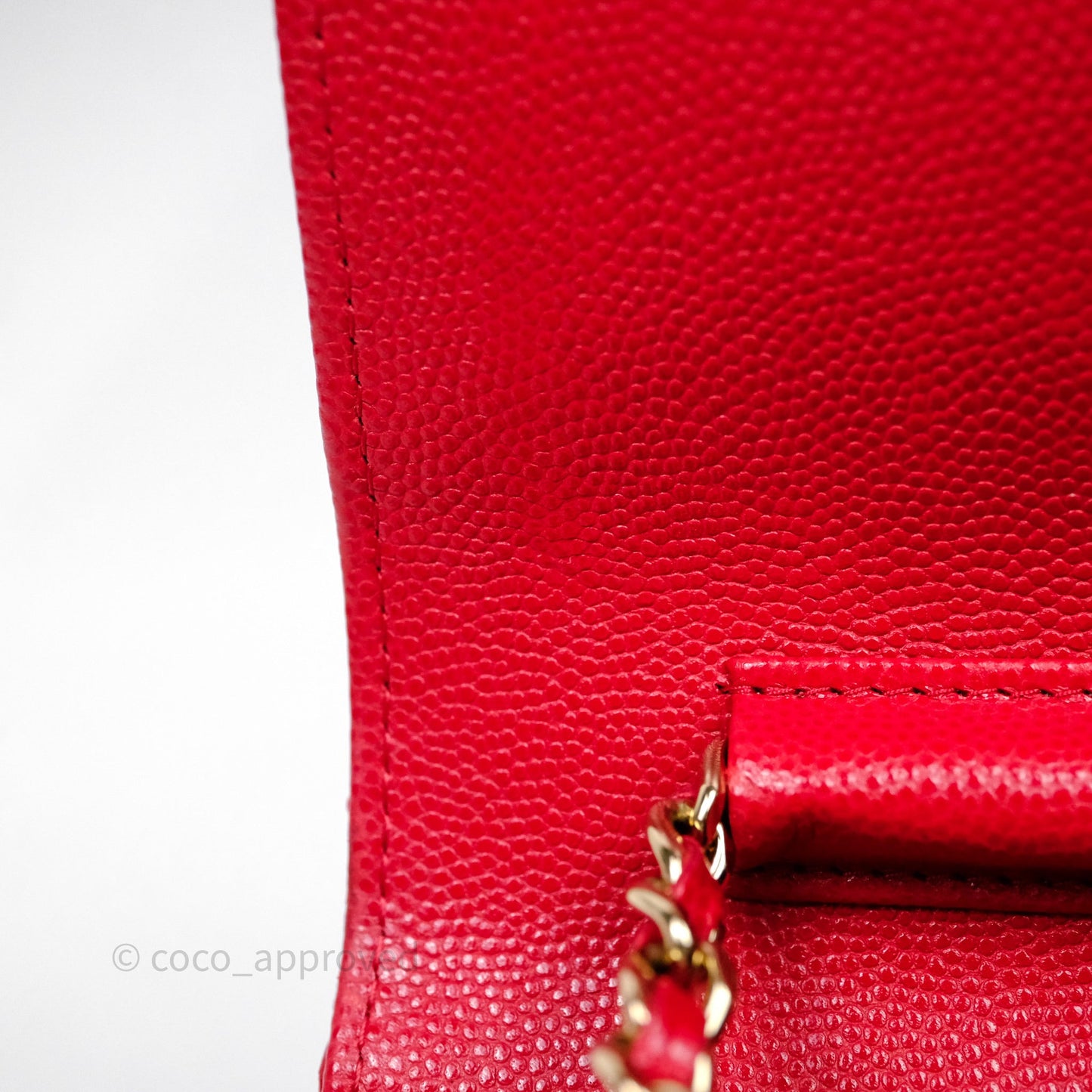 Chanel Quilted Classic Wallet on Chain WOC Red Caviar Gold Hardware