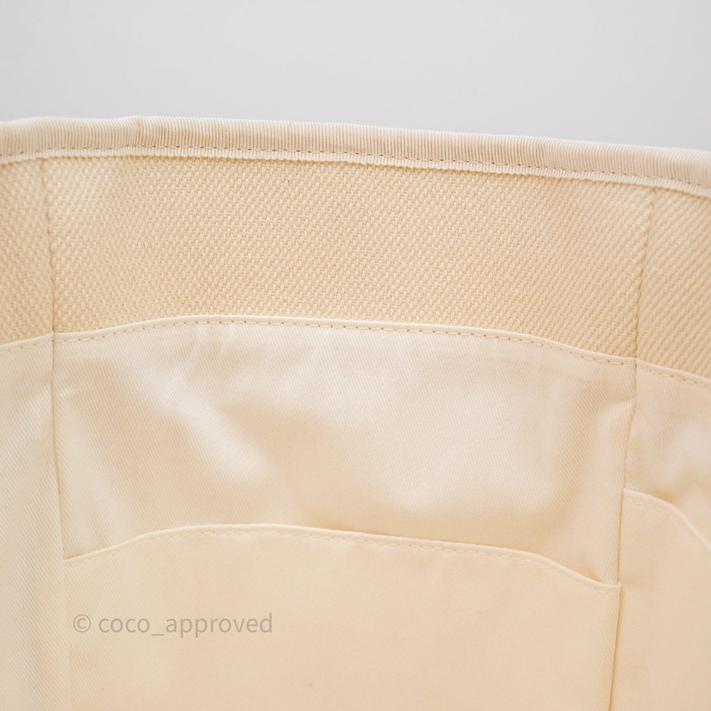 Chanel Large Deauville Light Beige Canvas Imitation Pearl