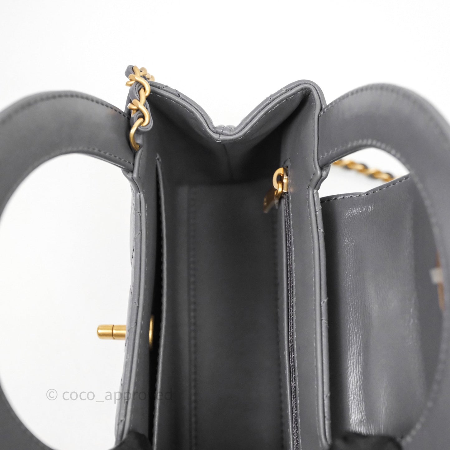 Chanel Kelly Bag Quilted Grey Shiny Crumpled Calfskin Aged Gold Hardware